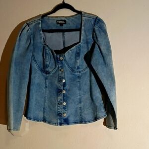 Blue Denim Button-Up Top